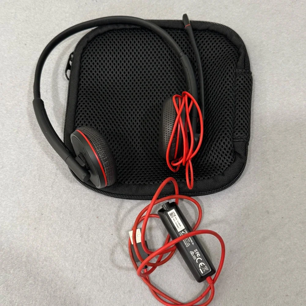 Plantronics Blackwire C3225 Headset Unisex OS Black Red USB-A 3.5mm Wired Case